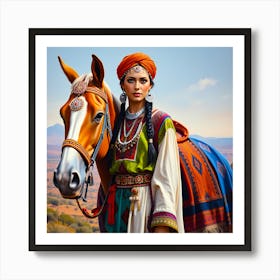 Amazigh Woman with Horse Art Print