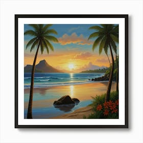 Sunset At The Beach Art Print