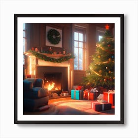 Christmas Tree In The Living Room 129 Art Print