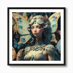 Fairy Girl With Butterflies Art Print