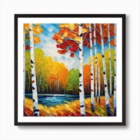 Birch Trees In Autumn 12 Art Print