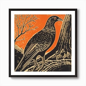 Retro Bird Lithograph Grouse 2 Art Print