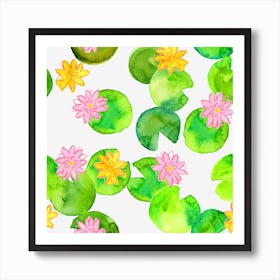 Water Lily watercolor Pattern Art Print