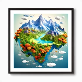 3d Landscape Like The World Map Art Print