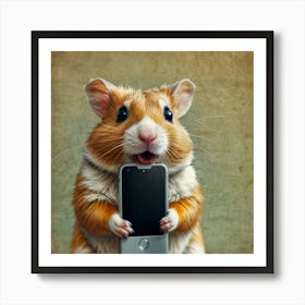 Hamster Holding Cell Phone 4 Art Print