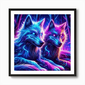 Cosmic Electric Wolves 5 Art Print