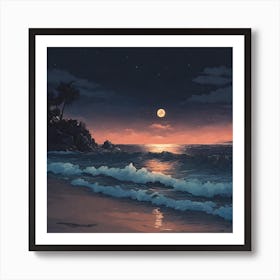 Moonlight On The Beach Art Print