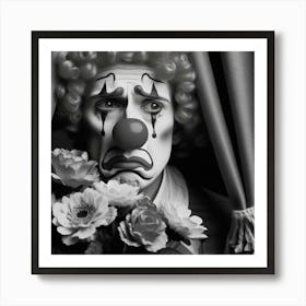 Clown With Flowers 1 Art Print