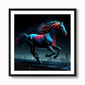 Horse Running In The City Art Print