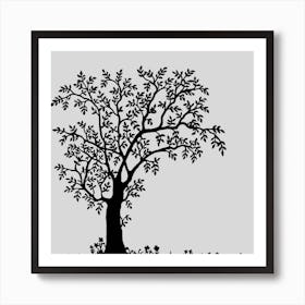 Silhouette Of A Tree Art Print