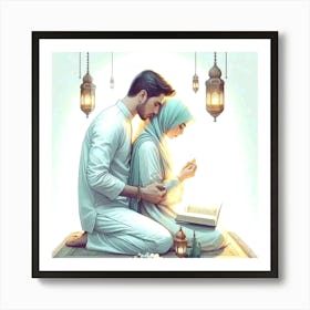 Muslim Couple Praying Art Print