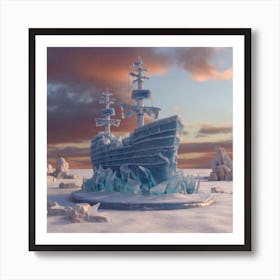 Beautiful ice sculpture in the shape of a sailing ship 20 Affiche