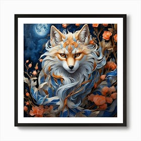 Fox In The Moonlight Art Print