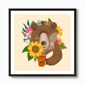 Bear and Coffee Art Print