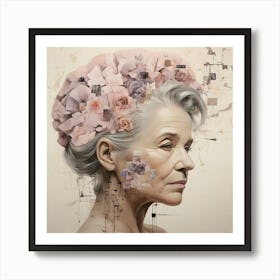 Woman With Flowers On Her Head Art Print