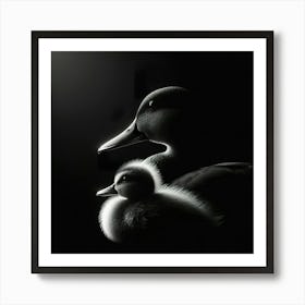 Mother Duck And Duckling Art Print