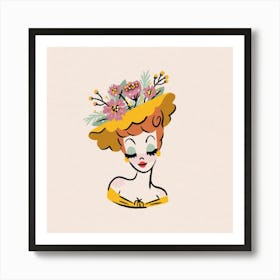 Gold Flower Head Vase – Art Print Art Print