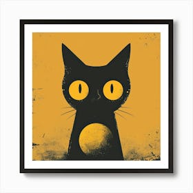 Black Cat With Yellow Eyes 8 Art Print