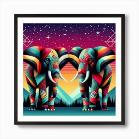 The Timeless Twins Elephants Art Print