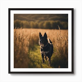 Dog In The Field Art Print