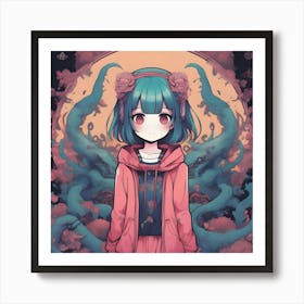 Anime Octopus Girl Art Print