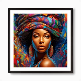 African Woman With Colorful Turban 1 Art Print