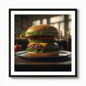 Hamburger On A Plate 123 Art Print