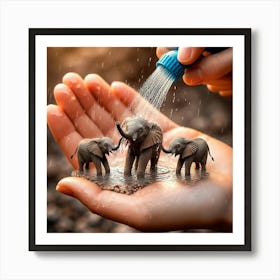 3d Elephants Art Print