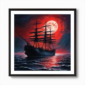 Ship At Night 1 Art Print