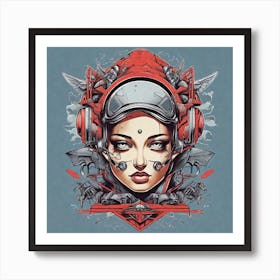 Girl In A Helmet Art Print