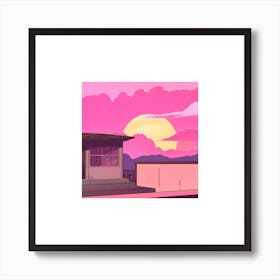 Pink Sunset in town Art Print