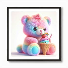 Teddy Bear With Ice Cream Poster