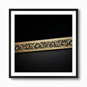 Bright Gold Metallic Border Smooth Texture Intricate Filigree Patterns Glinting Under Soft Diffu (4) Art Print