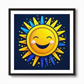 Lovely smiling sun on a blue gradient background 20 Art Print