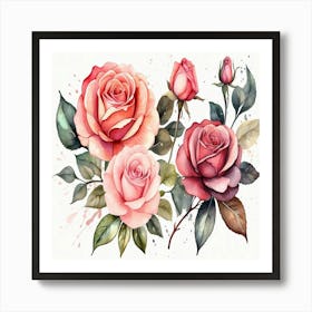 Watercolor Roses Art Print