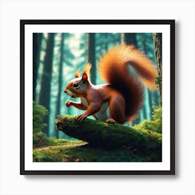 Red Squirrel In The Forest 45 Art Print