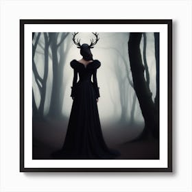 Deer In The Dark Wood Art Print