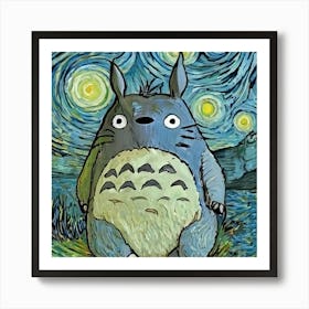 Totoro Starry Night Art Print