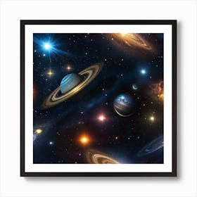 Planets In Space 1 Art Print