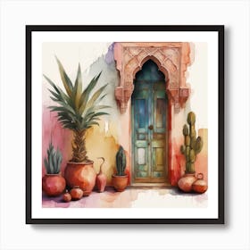 Door To Morocco, Marrakech Wonders, Watercolor Journey Art Print