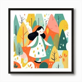 Girl in the forest, whimsical design 14 Art Print