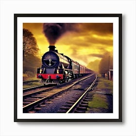 Transportation Railway Transport Rail Track Chemin De Fer Train Britain Signal Yellow Red (3) Art Print