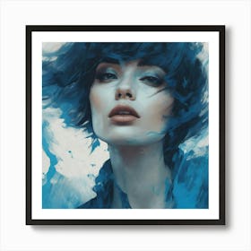 Blue Haired Woman Art Print