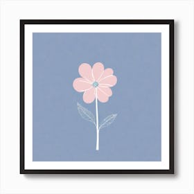 A White And Pink Flower In Minimalist Style Square Composition 338 Art Print