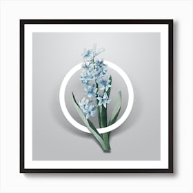 Vintage Dutch Hyacinth Minimalist Floral Geometric Circle on Soft Gray n.0324 Art Print
