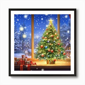 Christmas Tree In The Window 2 Art Print