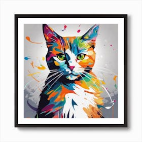 Colorful Cat Painting 2 Art Print