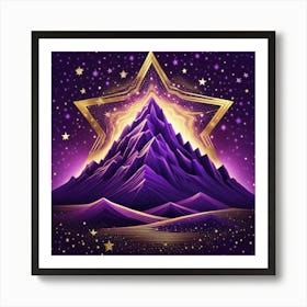 Purple Mountain With Star Art Print