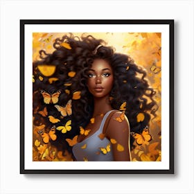 Beautiful Black Woman With Curly Hair Art Print