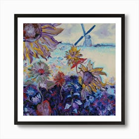 Sunflowers in the evening Art Print